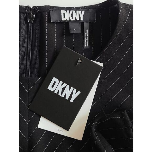 DKNY Pinstripe Sleeveless Twist-Front Business Top SIZE L MSRP $69 NEW WITH TAGS - Picture 9 of 12